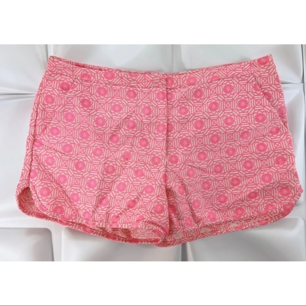 TOBI Womens Sz M Pink Cream Floral Jacquard Shorts